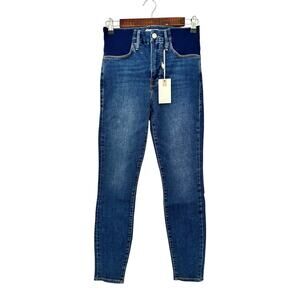 Good American Maternity Jeans 00 24 in Under Belly Panels Skinny Blue Denim